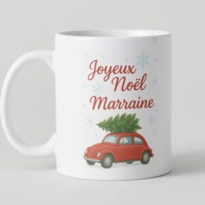 Mug “Joyeux Noël Marraine” – Cadeau Noël Marraine