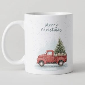 Mug Noël Vintage – Camion Rouge & Sapin