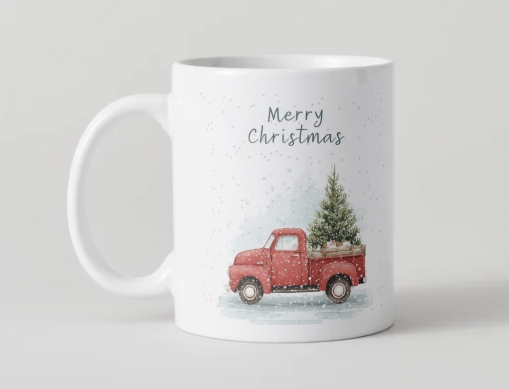 Mug Noël Vintage – Camion Rouge & Sapin