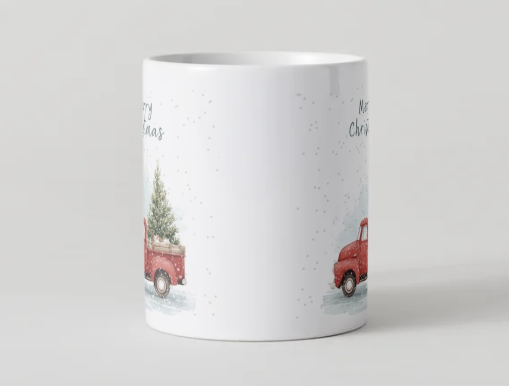 Mug Noël Vintage – Camion Rouge & Sapin – Image 2