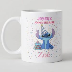 Mug Stitch Anniversaire  – Personnalisable avec Prénom